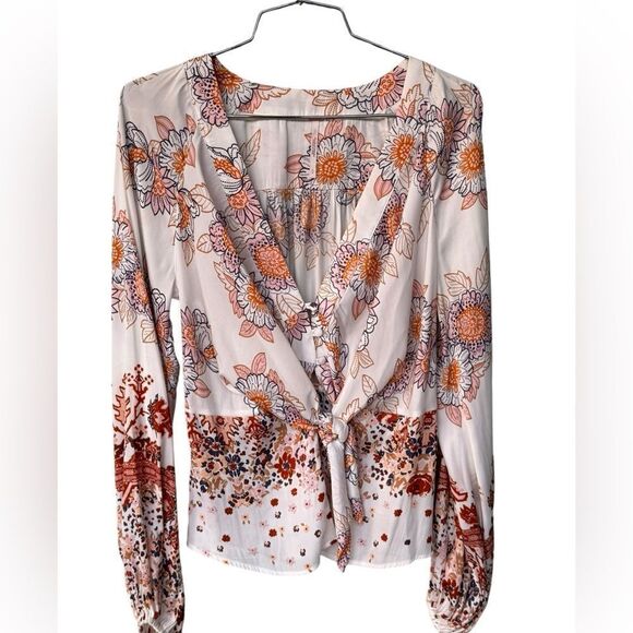 Free People Run Free Blouse Multi floral S - Picture 1 of 5